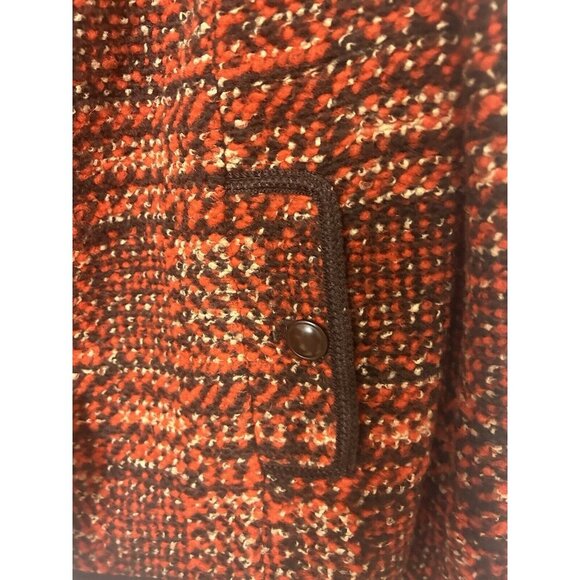 Talbots Orange brown tweed wool blend long sleeve zip trim jacket Size 16 - Picture 3 of 5